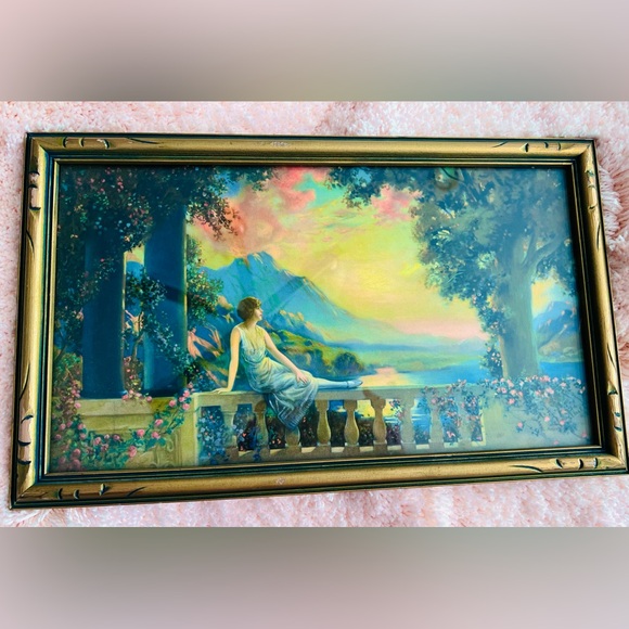 R. Atkinson Fox 1920s print: Sunset Dreams art deco fantasy woman 9”X 15” framed - Picture 1 of 10